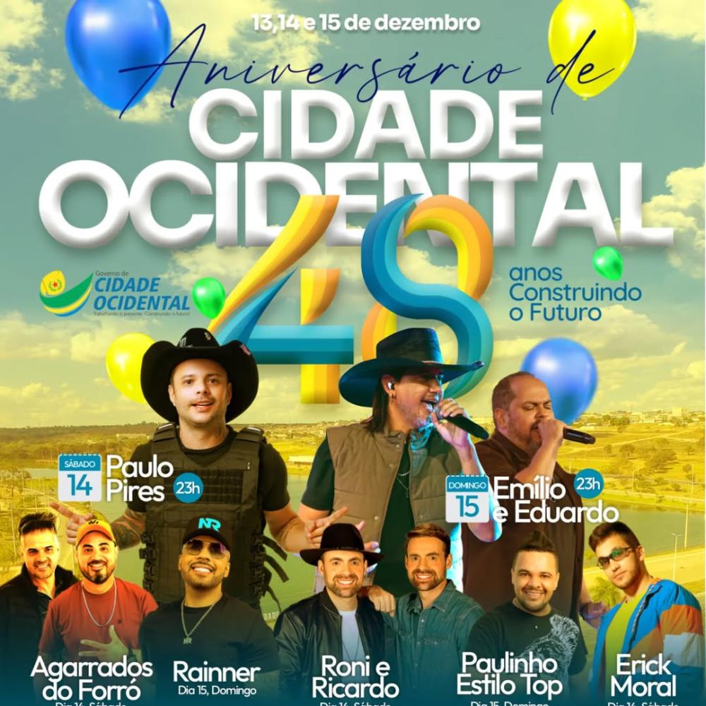 Cidade Ocidental está em festa: venha celebrar os 48 anos da nossa cidade!